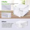 Shoe Organizer, Ohuhu 12 Pack Clear Shoe Storage Box Containers High Quanlity Stackable Foldable Sneaker Bins Display Holder Drawer Type Front Opening for Closets and Entryway Fit up to US Size 9.5