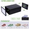Shoe Storage Organizer, Ohuhu 12 Pack Shoe Box Stackable Foldable Sneaker Case Container Display Bins Boot Holder Drawer Type Front Opening Black Plastic for Closets and Entryway Fit up to US Size 9.5