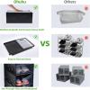 Shoe Storage Organizer, Ohuhu 12 Pack Shoe Box Stackable Foldable Sneaker Case Container Display Bins Boot Holder Drawer Type Front Opening Black Plastic for Closets and Entryway Fit up to US Size 9.5