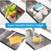Sink Drying Rack Black Roll Up, Ohuhu 17.6″ L x 15″ W Over the Sink Dish Drying Rack Unique Square Tubes Stainless Steel Rolling Dish Drainers Heat-Resistant for Kitchen Counter Organizer Space Saving