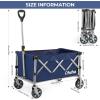 Wagon Cart Foldable Utility Wagons: Ohuhu Collapsible Folding Shopping Carts with Wheels, 85L/330 LB Capacity 600D Oxford Fabric Heavy-Duty Portable Grocery Wagon for Sports Camping Picnic Garden(Dark Blue)