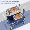 Wagon Cart Foldable Utility Wagons: Ohuhu Collapsible Folding Shopping Carts with Wheels, 85L/330 LB Capacity 600D Oxford Fabric Heavy-Duty Portable Grocery Wagon for Sports Camping Picnic Garden(Dark Blue)