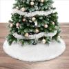 White Christmas Tree Skirt, Ohuhu 48” Tree Skirts Christmas Decorations Handmade Mat for Home Holiday Party Xmas Trees Ornaments Decor