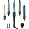 7 in 1 Curling Wand Set: Ohuhu Curling Iron Wand 7Pcs 0.35 to 1.25 Inch Interchangeable Ceramic Barrel Heat Protective Glove 2 Clips Dual Voltage Hair Curler for Girl Women Mother Gift Rose Gold(Rainbow)