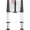 Aluminum Telescoping Ladder, Ohuhu Upgraded 12.5 FT ANSI Certified One-Button Retraction Extension Ladder Retractable Collapsible Ladders, Telescopic Compact Ladder for Home RV Loft Silver
