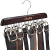 Belt Hanger Organizer for Closet: Ohuhu 16 Hooks Max 48 Belts Tie Rack Wooden Belt Holder for Storage 360 Degree Rotating Space Saver Organizer for Men Women Belt Tie Scarf Tank Top Accessories-Walnut(Walnut)