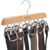 Belt Hanger Organizer for Closet: Ohuhu 16 Hooks Max 48 Belts Tie Rack Wooden Belt Holder for Storage 360 Degree Rotating Space Saver Organizer for Men Women Belt Tie Scarf Tank Top Accessories-Walnut(Burlywood)