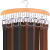 Belt Hanger Organizer for Closet: Ohuhu 2 Pack 12 Hooks Max 36 Belts Tie Rack Wooden Belt Holder for Storage 360 Degree Rotating Space Saver Organizer for Men Women Belt Tie Scarf Accessories-Walnut(Burlywood)
