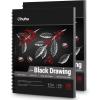 Black Sketch Pad for Posca, 9.7″x12″ Ohuhu 2 Pack 120 LB/200 GSM Black Drawing Papers, 38 Sheets/76 Pages, Spiral-Bound Sketchbook for Art Gel Pen Colored Pencils, Metallic Marker Pens