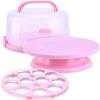 Cake Carrier with Lid and Handle, Ohuhu Cake Keeper Stand with Dome Cupcake Storage Container, Portable Cake Cover Nuts Tray with Turntable for Transport Pies Cookies 10 inch Cakes