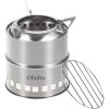 Camping Stove, Ohuhu Camp Stove Wood Burning Stove Stainless Steel Stoves Mini Portable Stove for Camping Picnic BBQ Backpacking Hiking Survival Emergency Cooking Outdoor with Grill Grid Carry Bag