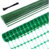 Garden Fence Animals Barrier Set: Ohuhu 3.4FTx100FT Plastic Fence Roll with 25-Pack 4FT Stakes Temporary Safety Netting, Reusable Pool Fencing Snow Fence Poultry Fences for Deer Chicken Dog, Black(Green)
