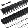Garden Fence Animals Barrier Set: Ohuhu 3.4FTx100FT Plastic Fence Roll with 25-Pack 4FT Stakes Temporary Safety Netting, Reusable Pool Fencing Snow Fence Poultry Fences for Deer Chicken Dog, Black(Black)
