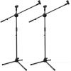 Microphone Stand 2 pack, Ohuhu Tripod Boom Mic Stands, Dual Mic Clip, Collapsible, Black