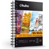 Mix Media Pad, Ohuhu Mixed Media Art Sketchbook, 120 LB/200 GSM Heavyweight Papers, 62 Sheets/124 Pages, Spiral Bound Mixed Media Paper Pad for Christmas Gift (8.5×6 in)(8.5×6 IN)