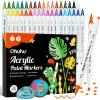 Ohuhu Acrylic Paint Markers Cotton-core: 36 Colors Dual Tips (Brush & Fine) Paint Pens High Opacity Acrylic Markers Waterproof Lightfast for Rock Painting Easter Eggs Wood Glass Ceramic Canvas(Fine & Dot)