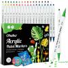 Ohuhu Acrylic Paint Markers Cotton-core: 36 Colors Dual Tips (Brush & Fine) Paint Pens High Opacity Acrylic Markers Waterproof Lightfast for Rock Painting Easter Eggs Wood Glass Ceramic Canvas(Brush & Dot)