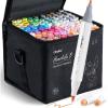 Ohuhu Alcohol Markers Brush Tip- 104-color Double Tipped Alcohol Based Art Marker Set for Artists Adults Coloring Illustration- Honolulu B of Ohuhu Markers- Dual Tip Brush & Fine- Refillable
