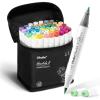 Ohuhu Alcohol Markers Brush Tip -Double Tipped Art Marker Set for Artist Adults Coloring Illustration -48 Colors -Brush & Fine -Honolulu B -Refillable(Fine & Brush)