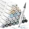 Ohuhu Alcohol Markers Brush Tip Grey-tone – Double Tipped Alcohol Based Art Marker Set for Artist Adults’ Coloring Illustration Shading – 36 Grayscale Colors w/ 1 Blender – Fine & Brush – Honolulu B