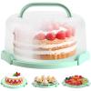 Ohuhu Cake Holder, BPA-Free Cake Carrier with Lid and Handle Cake Transport Container Portable Cake Keeper Two Sided Base for Pies Cookies Nuts Fruit etc – Suitable for 10 inch Cake Perfect Gifts(Green)