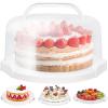 Ohuhu Cake Holder, BPA-Free Cake Carrier with Lid and Handle Cake Transport Container Portable Cake Keeper Two Sided Base for Pies Cookies Nuts Fruit etc – Suitable for 10 inch Cake Perfect Gifts(White)