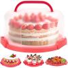 Ohuhu Cake Holder, BPA-Free Cake Carrier with Lid and Handle Cake Transport Container Portable Cake Keeper Two Sided Base for Pies Cookies Nuts Fruit etc – Suitable for 10 inch Cake Perfect Gifts(Red)