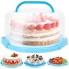 Ohuhu Cake Holder, BPA-Free Cake Carrier with Lid and Handle Cake Transport Container Portable Cake Keeper Two Sided Base for Pies Cookies Nuts Fruit etc – Suitable for 10 inch Cake Perfect Gifts(Blue)