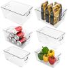 Ohuhu Fridge Organizers Storage Clear Bins Large 6PCS Refrigerator Pantry Organization Stackable Containers Snack Fruit Veggie Egg Freezer Organizing Food-Grade Shatter-Resistant for Kitchen Cabinet