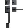 Ohuhu Front Door Lock Set, Heavy Duty Upgraded Front Door Handle Black Locksets with Deadbolt – Entry Exterior Door Handle Sets Single Cylinder Reversible Lever Matte Finish Zinc Alloy Modern Style(with deadbolt)