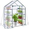 Ohuhu Greenhouse for Outdoors with Mesh Side Windows, 3 Tiers 4 Shelves Small Walk-In Green House Plant Stands Plastic PE Cover Outside Portable Warm House for Seedling Flowers Growing, 4.8×2.5×6.4 FT(PVC)