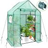 Ohuhu Greenhouse for Outdoors with Mesh Side Windows, 3 Tiers 4 Shelves Small Walk-In Green House Plant Stands Plastic PE Cover Outside Portable Warm House for Seedling Flowers Growing, 4.8×2.5×6.4 FT(PE)