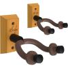 Ohuhu Guitar Wall Mount Hanger: 6-Pack Rotatable Hardwood Guitar Hangers with Screws-Adjustable Stopper for Ukulele Bass Banjo Mandolin-Wood(2 Pack)