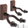 Ohuhu Guitar Wall Mount Hanger Walnut 2-Pack, Guitar Hanger Wall Hook Holder Stand for Bass Electric Acoustic Guitar Ukulele