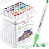 Ohuhu Markers, 48-color Double Tipped Alcohol Markers, Chisel & Fine Alcohol-based Art Marker Set for Adults Coloring Illustration, Great Value Pack for Students’ Art Class, Better Designed Grip(Landscape Tones)