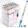 Ohuhu Markers, 48-color Double Tipped Alcohol Markers, Chisel & Fine Alcohol-based Art Marker Set for Adults Coloring Illustration, Great Value Pack for Students’ Art Class, Better Designed Grip(Illustration Tones)