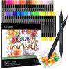 Ohuhu Markers Brush Tip 80-Colors with 72-Sheet Coloring Book – Double Tipped Markers for Adults Coloring Books – Art Marker Set Bundles with 100% Bleed-Proof Coloring Pages – Fine & Brush Dual Tips(48 Colors & 36 Pages Stress-Relief Coloring Book)