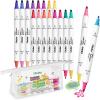 Ohuhu Markers Highlighters 16 Pack 32 Colors Dual Tips Double Colors Chisel & Fine Water-Based Highlighters Assorted Colors for Journaling Office School Supplies Bible Note Taking
