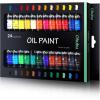 Ohuhu Oil Paint Set, 24 Oil-Based Colors, 12ml/0.42oz x 24 Tubes Non-Toxic Oil Painting Set Supplies for Canvas Painting Artist Kids Beginners Adults Classroom DIY Art Supplies Gift(24 Colors)