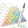 Ohuhu Pastel Markers Brush Tip, Alcohol-based Markers Double Tipped Artist Art for Sketch Adults’ Coloring Illustration, 48 Pastel Colors +1 Alcohol Marker Blender + Marker Case, Brush & Fine(Pastel)