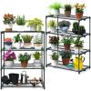 Ohuhu Plant Greenhouse Shelves 4 Tier 2 Pack Extra-Wide Stable Green House Shelving for Outdoor, 31x18x42 Inch Portable Rustproof Metal Shelf Plant Stand Rack Greenhouse Accessories