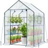 Ohuhu Plastic Greenhouse for Outdoors: Portable Walk in Plant Green House with Improved Transparent PVC Cover, 3 Tiers 12 Shelves Stands Small Greenhouses Backyard Green Houses for Outside Heavy Duty(White PE Cover)