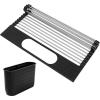 Ohuhu Roll Up Dish Drying Rack with Utensil Holder, Sink Dish Drying Rack 17.3″ L x 15.6″ W Dish Drainer Multipurpose Collapsible Dish Racks for Kitchen Counter Organizer