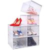 Ohuhu Shoe Storage, Ultra Large Shoe Organizer Heavy Duty 6 Pack Plastic Storage Bins Container Boxes Clear Stackable Sneaker Case Drawers Front Opening for Closet and Entryway Fit up to US Size 14(White)
