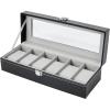 Ohuhu Watch Case Watch Box Watch Holder for Men 12 Slot PU Leather Watch Holder Real Glass Lid Jewelry Organizer Storage Soft Velvet Watch Display Case for Men Women Fathers Day Valentine’s Day Gifts(Gray)