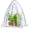 Portable Greenhouse for Outsides, Ohuhu Heavy Duty Green House Tent with Durable PE Cover, Garden Plant Protector with Zippered Door Mesh Window for Vegetables Flowers Fruits Herbs, 63x54x71 Inch(pointed roof – white)