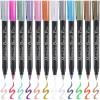 Premium Metallic Marker Calligraphy Brush Pens, Ohuhu Set of 12 Glitter Paint Pen Metallic Marker for DIY Birthday Greeting Card Making Black Papers Photo Album Glass Rock Painting Back To School