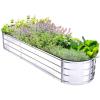 Raised Garden Bed with Safety Edging, Ohuhu 5.7×1.7×1 FT Galvanized Metal Planter Box, Outdoor Plant Beds Planting Boxes for Vegetable Flower Herbs, Above Ground Elevated Large Oval Gardening Planters(Sliver)