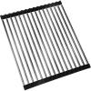 Sink Drying Rack Black Roll Up, Ohuhu 17.6″ L x 15″ W Over the Sink Dish Drying Rack Unique Square Tubes Stainless Steel Rolling Dish Drainers Heat-Resistant for Kitchen Counter Organizer Space Saving