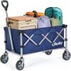 Wagon Cart Foldable Utility Wagons: Ohuhu Collapsible Folding Shopping Carts with Wheels, 85L/330 LB Capacity 600D Oxford Fabric Heavy-Duty Portable Grocery Wagon for Sports Camping Picnic Garden(Dark Blue)